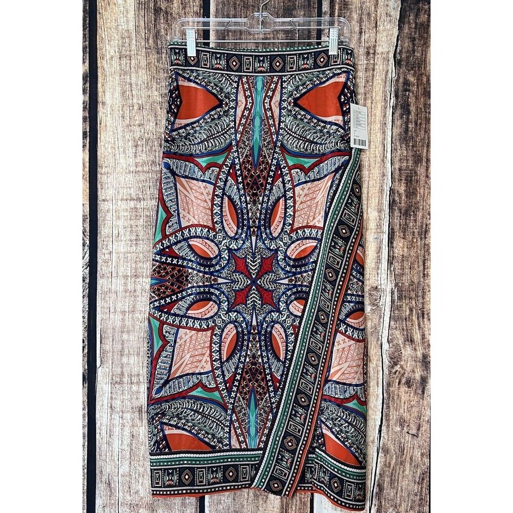 ANTHROPOLOGIE MAEVE Size 6 Silk Blend Geoda Multi Color  Wrap Skirt New NWT $148